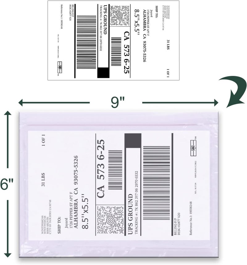 Tapsin Packing List Pouches, Shipping Label Envelopes Clear Adhesive Top Loading Packing List (6" x 9" - 100 Pcs) - Image 2